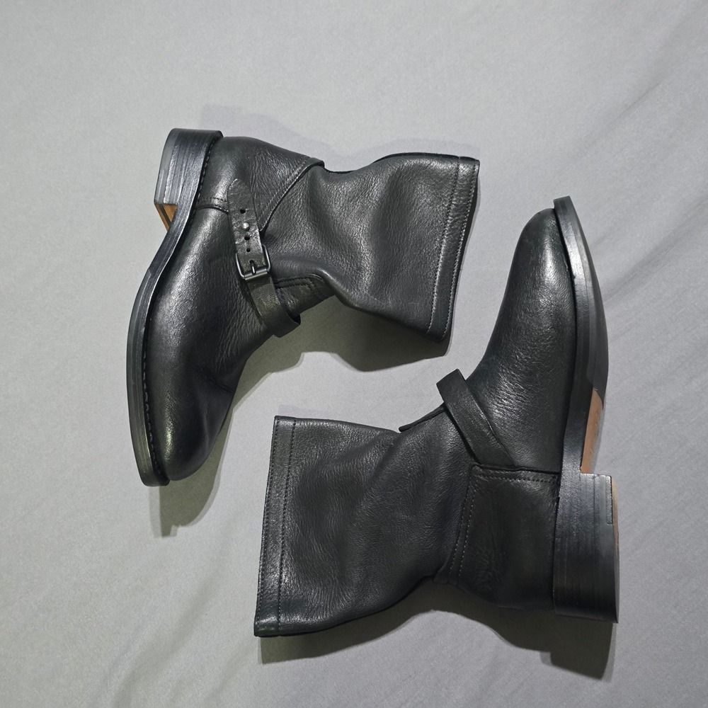 rag & bone Oliver Moto Boot women 39 Black Leather Handmade Goodyear Buckle $595
